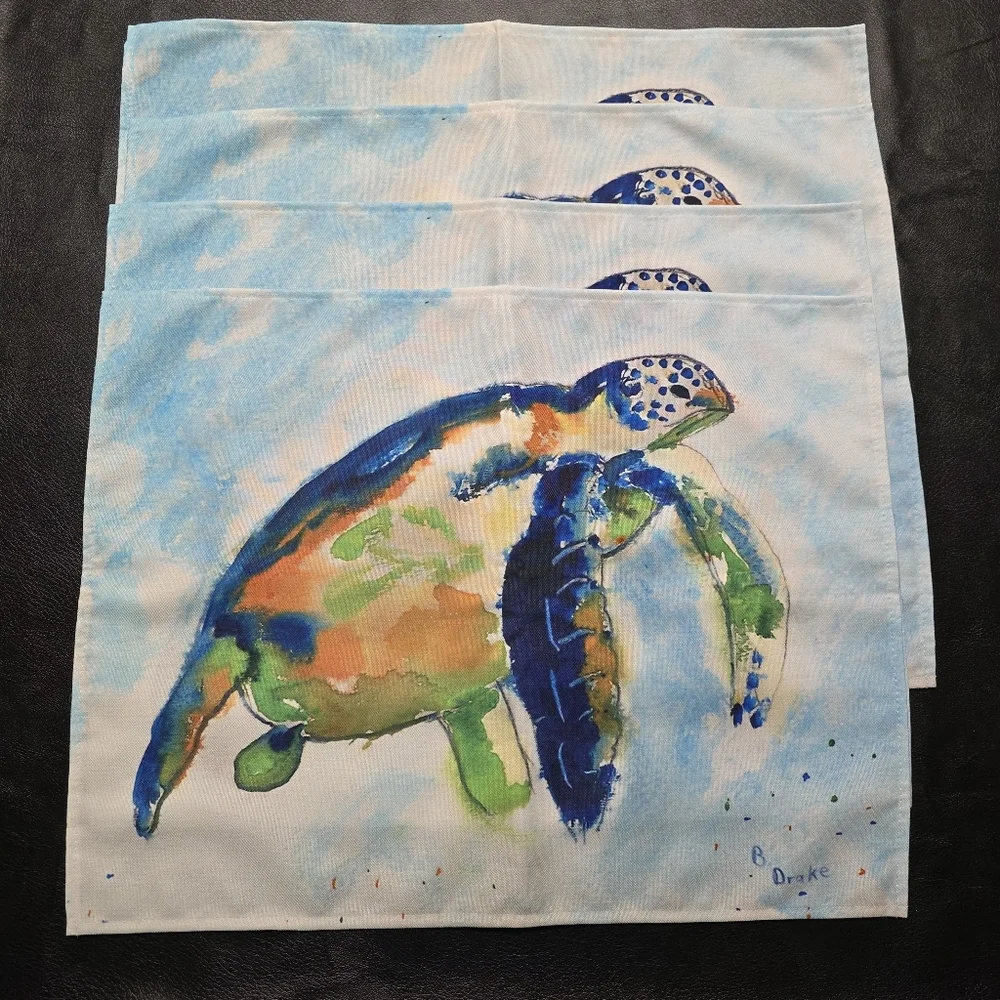 Betsy Drake Blue Sea Turtle Placemats